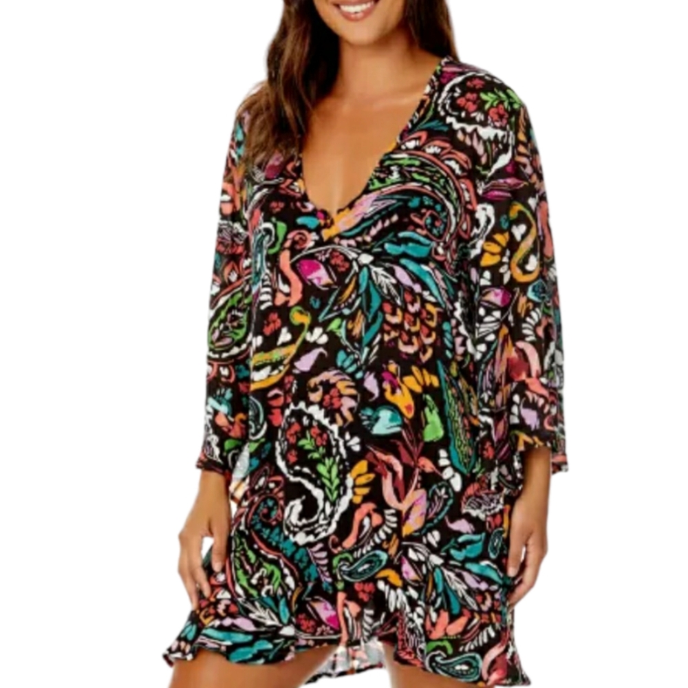 Anne Cole Flounce Tunic Top Swim Cover-up Women's M/L NWT